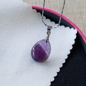 Amethyst Water Drop Pendant, Sterling silver, Gift ideas, New